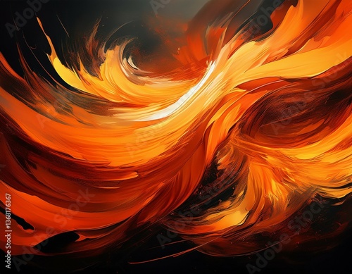 abstract fiery orange brush strokes on dark background