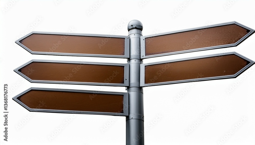 Obraz premium blank directional signpost with arrows isolated with white background