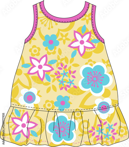 Cute Children's Dresses with Colorful Floral Patterns