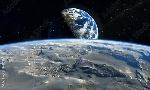 Realistic 3D Render Of Planet Earth And Space Illustration