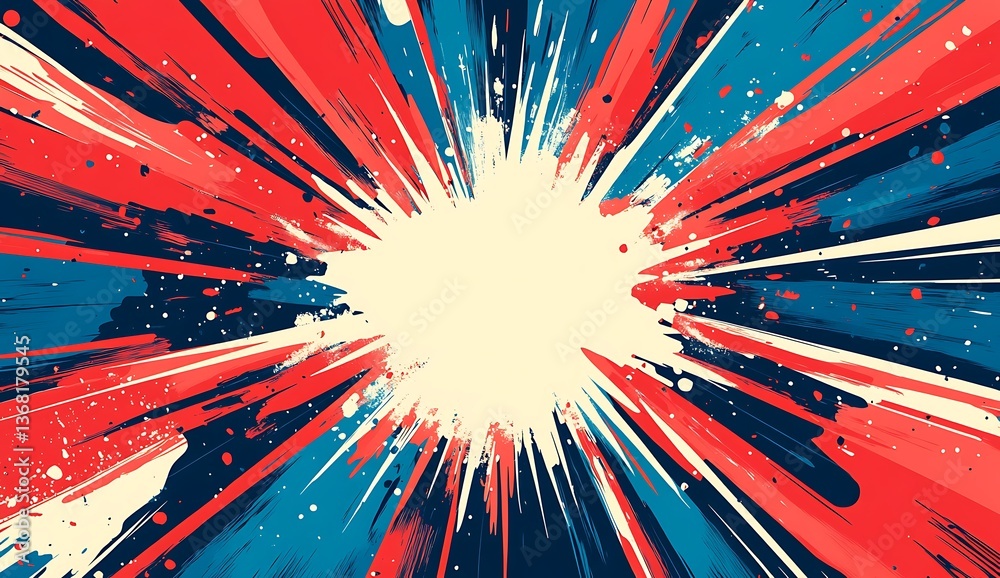custom made wallpaper toronto digitaldynamic comic book style explosion background with vibrant red and blue radiating lines and white burst effect