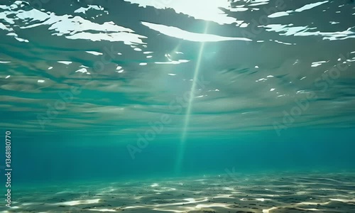Underwater View Abstract Sunlight Rays and Blue Water