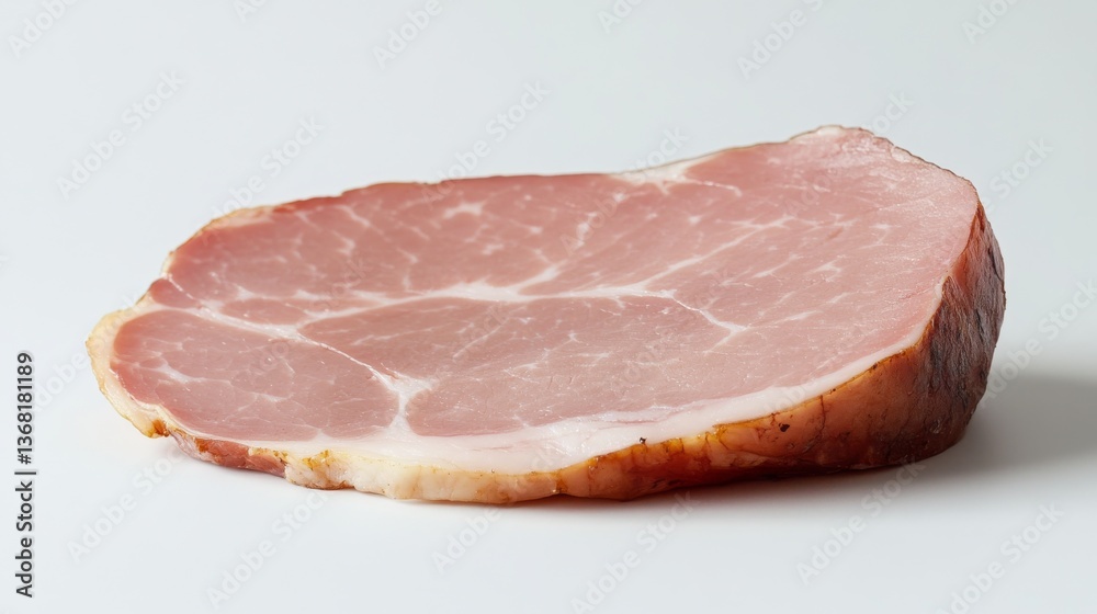 Piece of ham isolated on white background. Meatworks product Piece of ham isolated on white background. Meatworks product