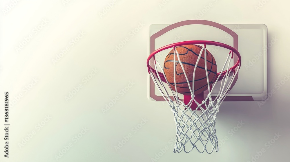 Basketball ring with ball isolated on white background. Basketball banner, poster template. Vector illustration Basketball ring with ball isolated on white background. Basketball banner, poster template. Vector illustration