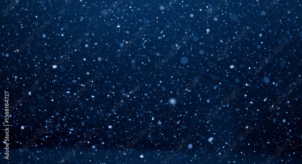 Obraz premium Falling snow softly blankets deep blue night. AI Generated