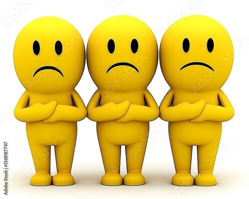 Three yellow cartoon figures show expressions of sadness and displeasure
