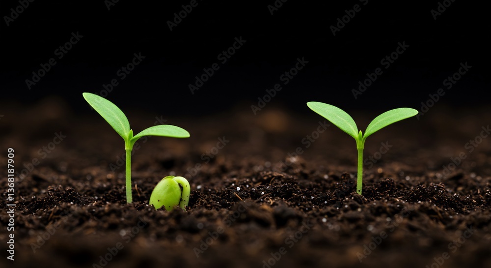 Tiny sprouts bravely emerge from dark rich soil. AI Generated Tiny sprouts bravely emerge from dark rich soil. AI Generated