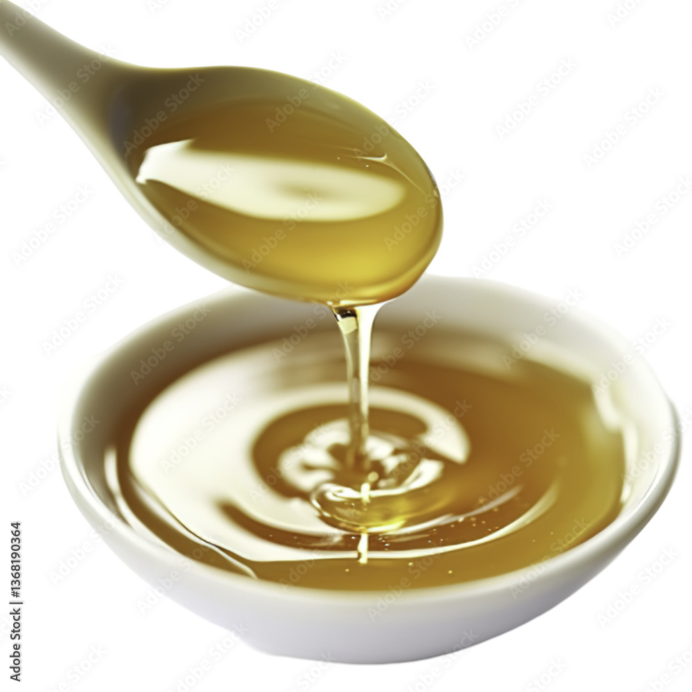 Honey dripping from wooden honey dipper over yellow background. Sweet bee product for your design with copyspace. . Honey dripping from wooden honey dipper over yellow background. Sweet bee product for your design with copyspace. .