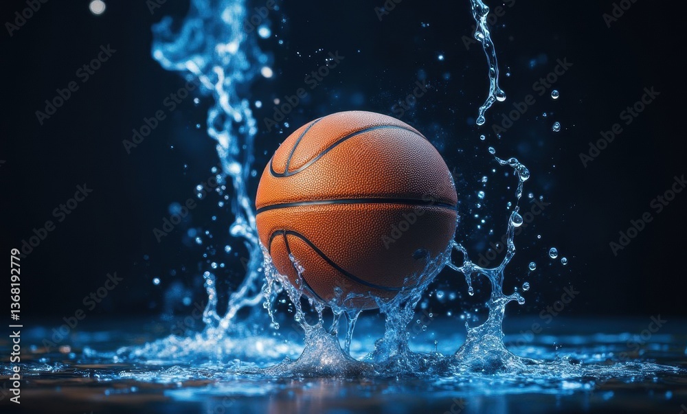 Basketball splashes in water Basketball splashes in water