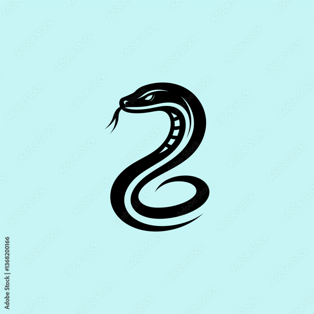 Naklejka premium Sleek Tribal Snake Design on Light Blue Background