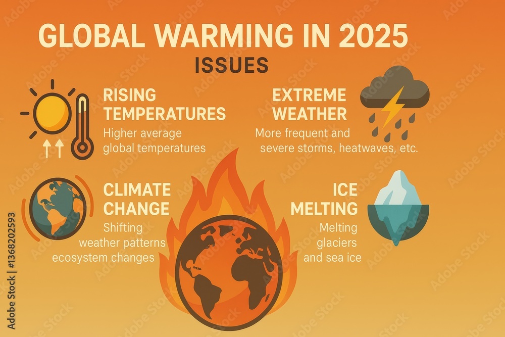 Global Warming in 2025 Infographic on Climate Change and Environmental Issues
