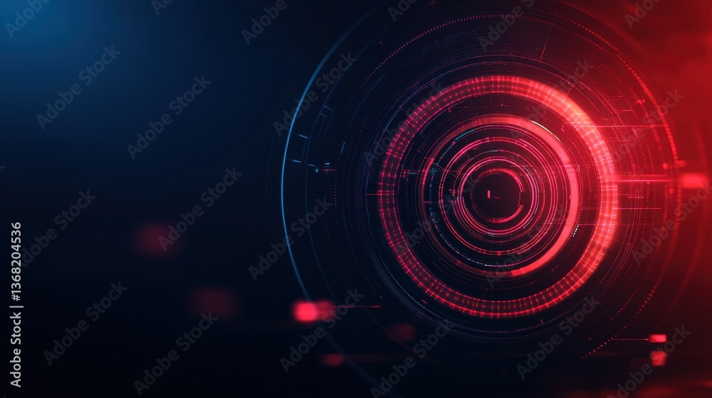 Fototapeta premium Abstract Background with Circular Digital Elements in Red and Blue Shades for Technology and Futuristic Concepts