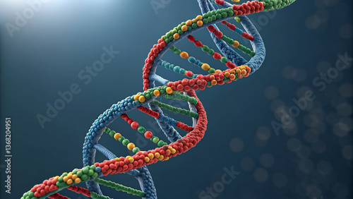 Isolated blue and red DNA strands, like tied ropes, form a helical connection against a white backdrop