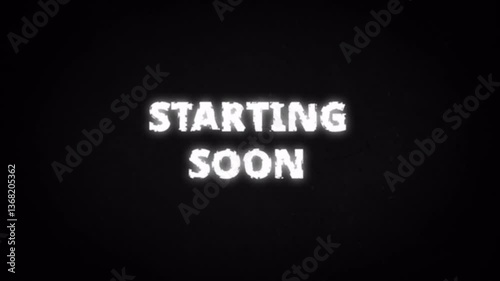 Glitch style starting soon animated overlay with RGB distortion