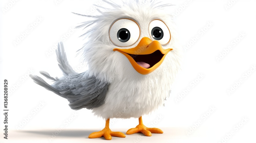 Adorable Fluffy Bird Character Design - A Whimsical Digital Illustration Adorable Fluffy Bird Character Design - A Whimsical Digital Illustration