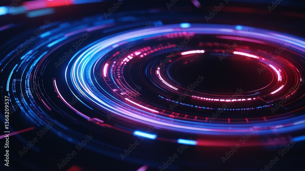 Abstract digital background with vibrant circular patterns and glowing lines in motion Abstract digital background with vibrant circular patterns and glowing lines in motion