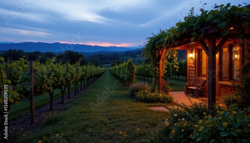As darkness falls, the vineyard comes alive with the sounds of crickets and frogs, the symphony of nature blending harmoniously with the fading light.