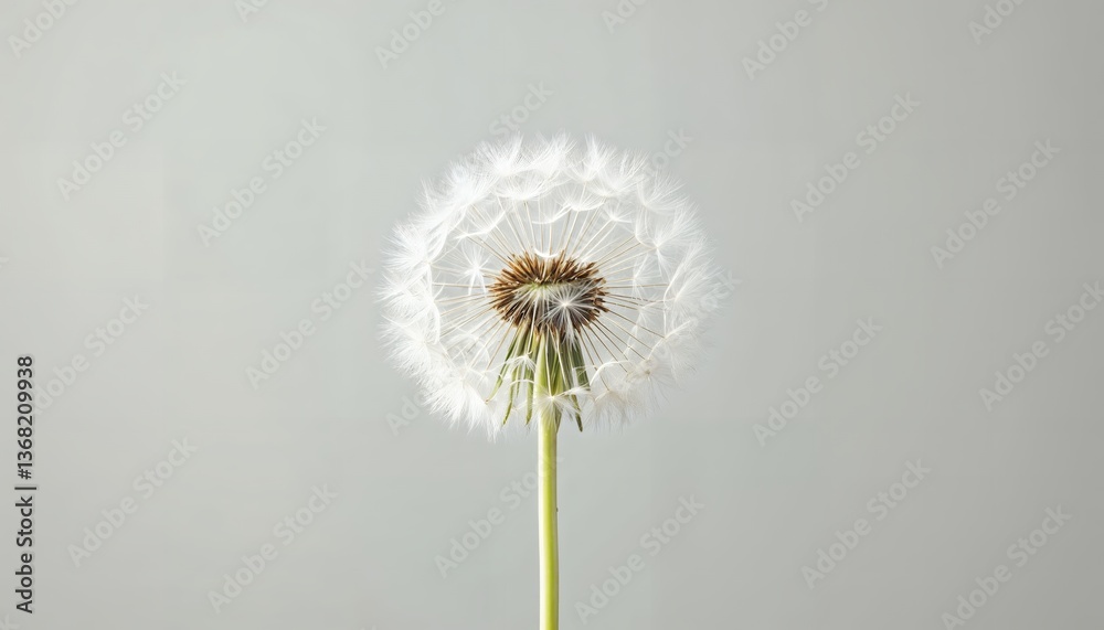 Fototapeta premium Dandelion Seed Head on Simple Background Close-up for Peaceful Concepts