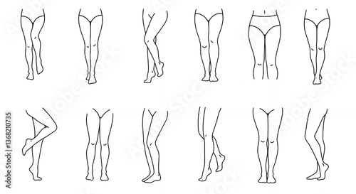 Various Female Legs in Underwear Line Art Set Health and Fashion
