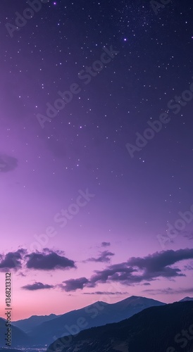 Wallpaper Mural A soft, purple-blue sky with clouds in the background, a beautiful night scene, a vector illustration, phone wallpaper Torontodigital.ca