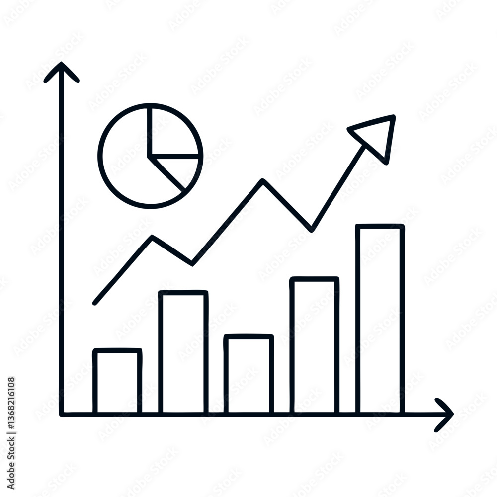 Chart icon depicting growth and progress in minimalistic style  