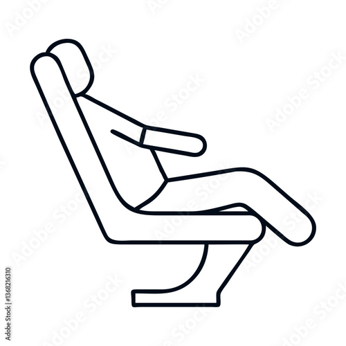 Icon of a reclining footrest in a relaxed position  