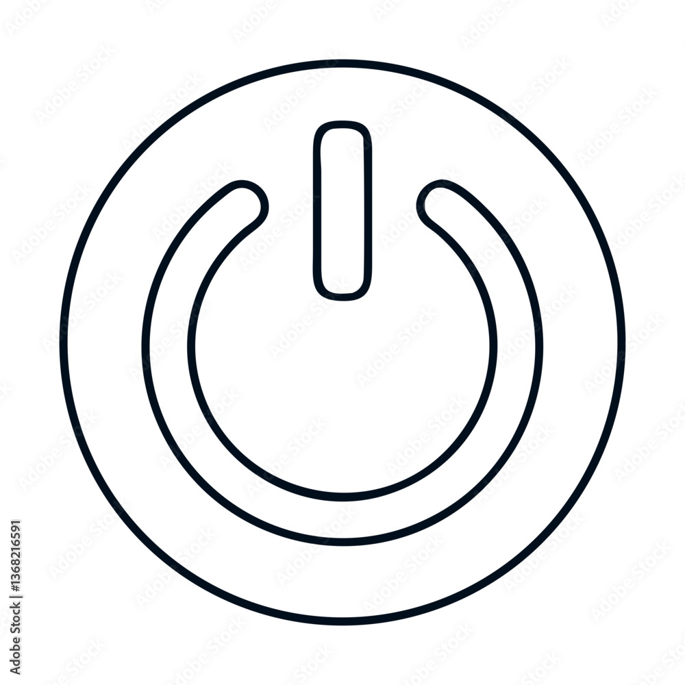 Power Button Icon Minimal Design on White Background Power Button Icon Minimal Design on White Background