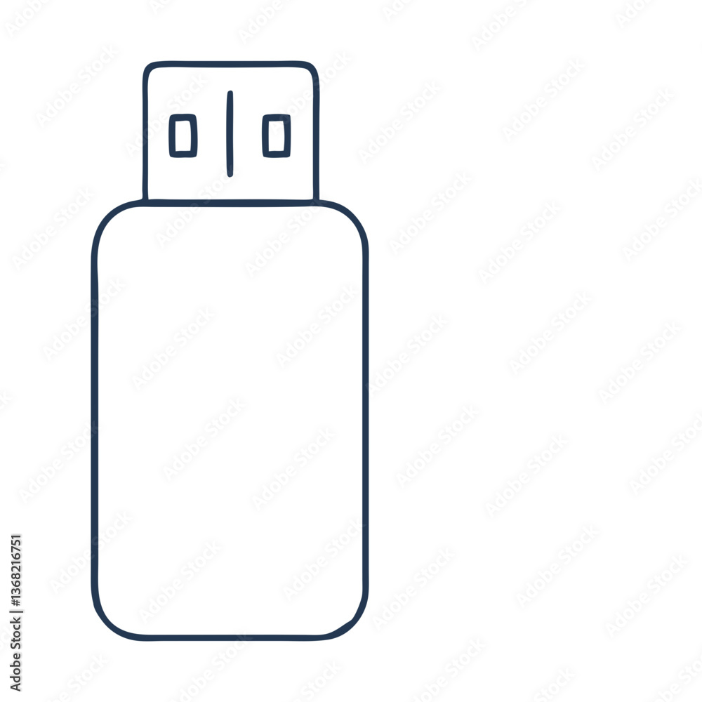 USB stick icon minimalistic design in blue outline USB stick icon minimalistic design in blue outline