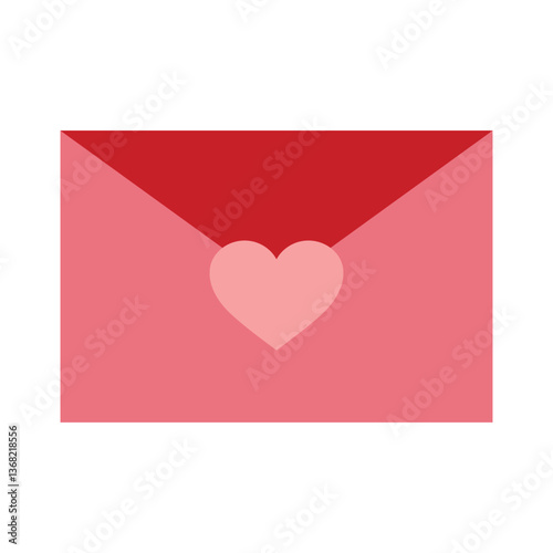 Vector illustration of a pink romantic envelope with a heart