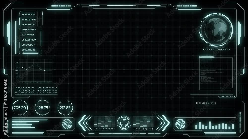 Digital HUD futuristic background motion graphic element cyber generated. Future technology interface data sci-fi display screen. Artificial intelligent analytic simulation, loop able video background