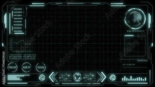 Digital HUD futuristic background motion graphic element cyber generated. Future technology interface data sci-fi display screen. Artificial intelligent analytic simulation, loop able video background