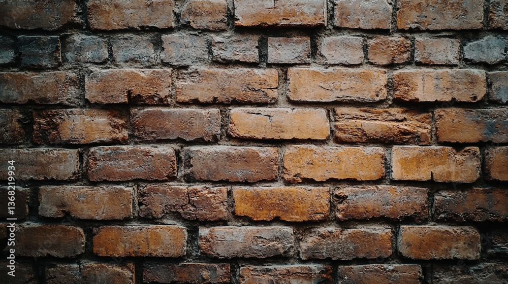 Close up of a brick wall with varying colors and textures creating a rustic and aged appearance Close up of a brick wall with varying colors and textures creating a rustic and aged appearance