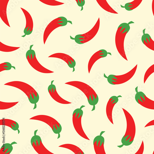 Seamless pattern with red hot peppers