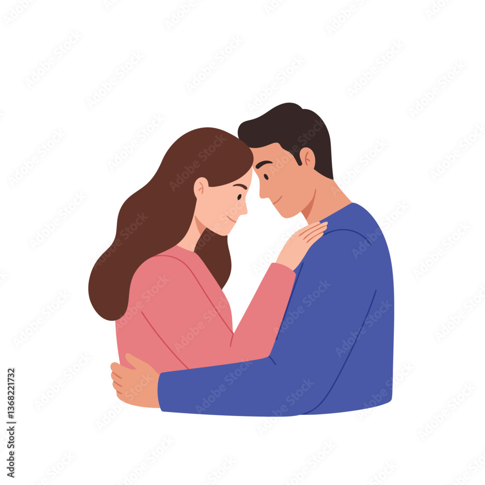 Couple embracing each other in flat design style vector art Couple embracing each other in flat design style vector art
