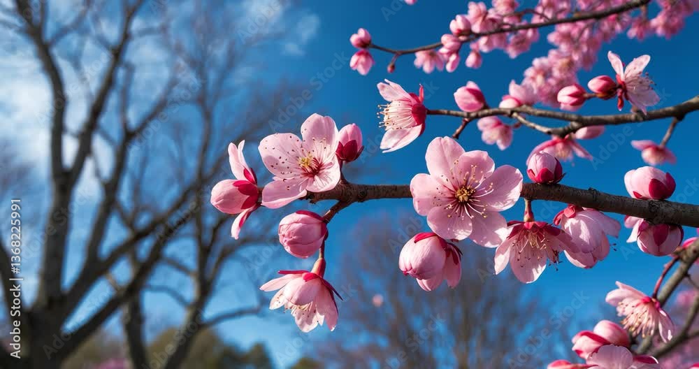 A redbud tree flowering in the spring.