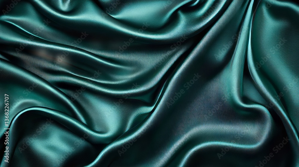 Fototapeta premium Gradient backgrounds velvet tone. A close-up view of luxurious, silky fabric with a rich teal color, showcasing elegant folds and a smooth texture.