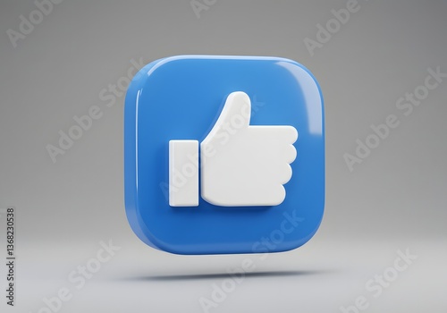 3D Glossy Facebook Like Icon on Isolated Background