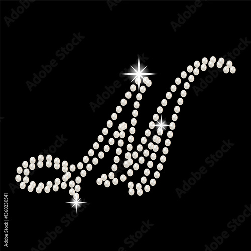 Capital Letters of English alphabet romantic with pearls