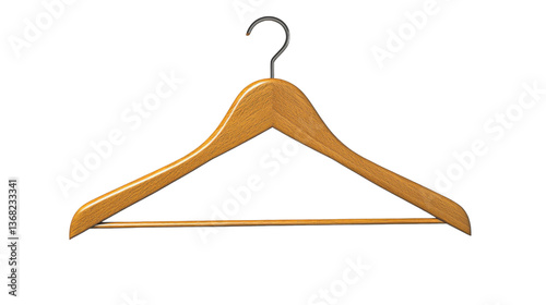 Wooden clothes hanger isolated on white background showing fashion retail and organization