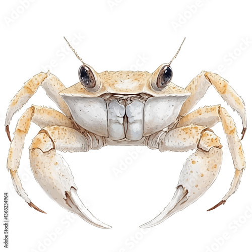 A watercolor of a crab, isolated on a white background. Crab vector.


