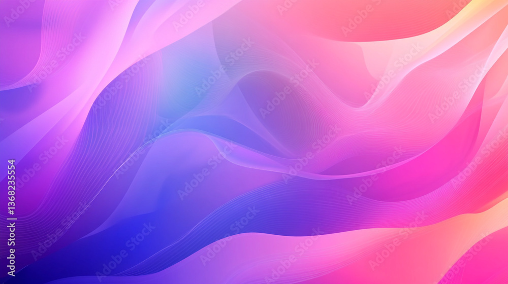 Obraz premium Abstract background with flowing shapes in shades of pink purple blue and a touch of yellow color gradient