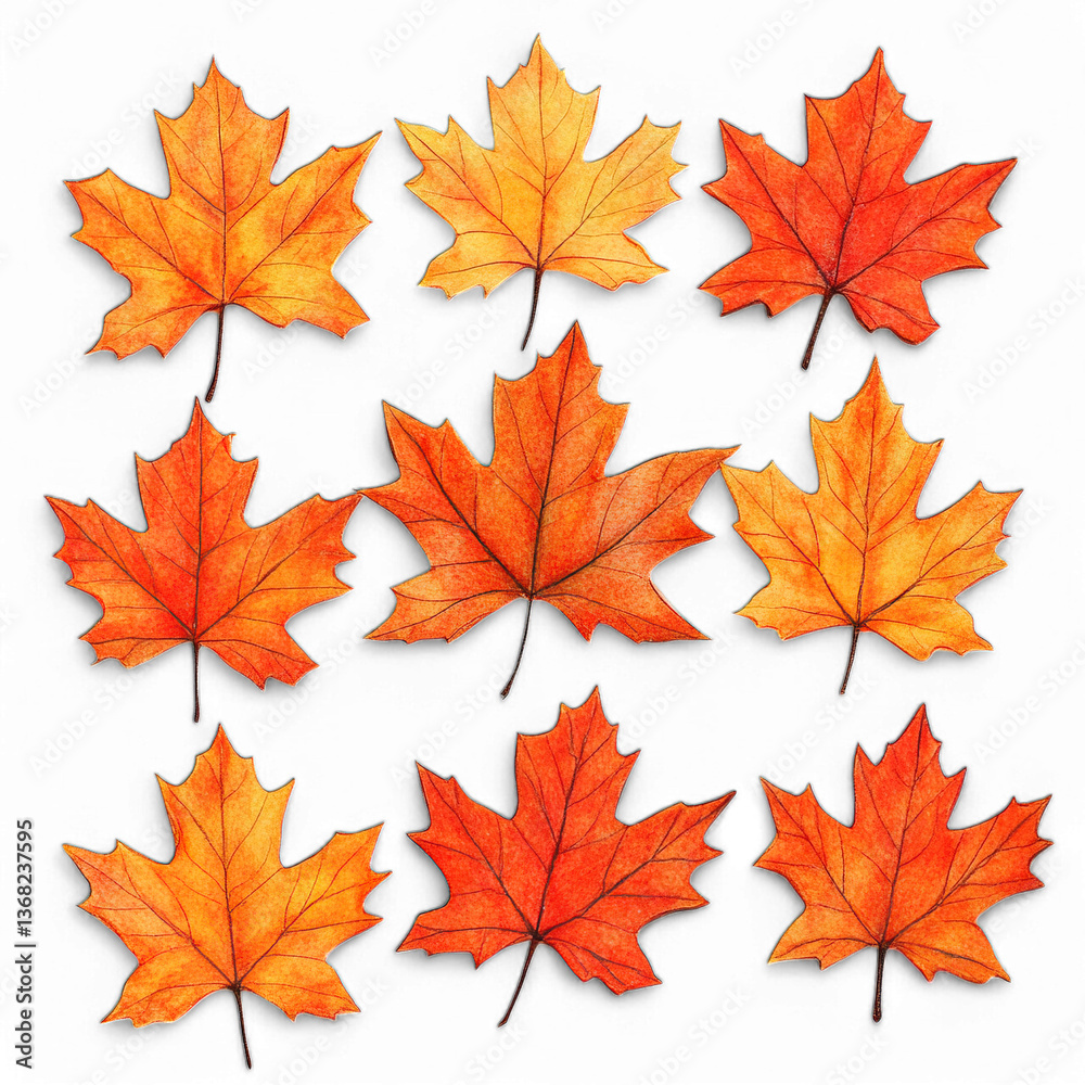 Obraz premium autumn maple leaves isolated on transparent background png 