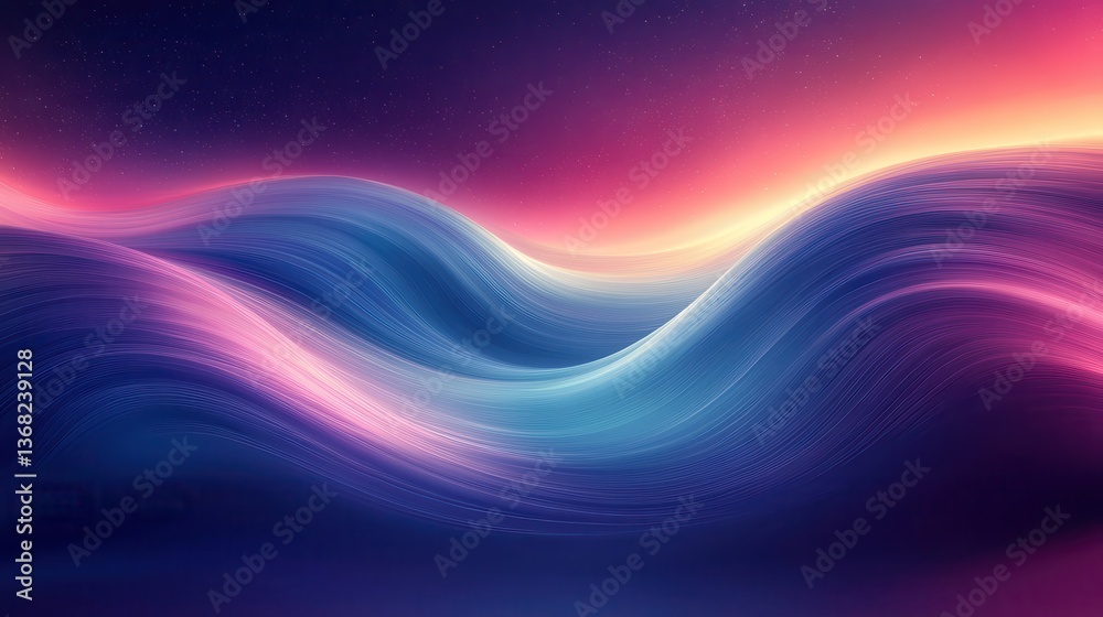 Fototapeta premium Abstract cosmic waves, vibrant colors, night sky, design background