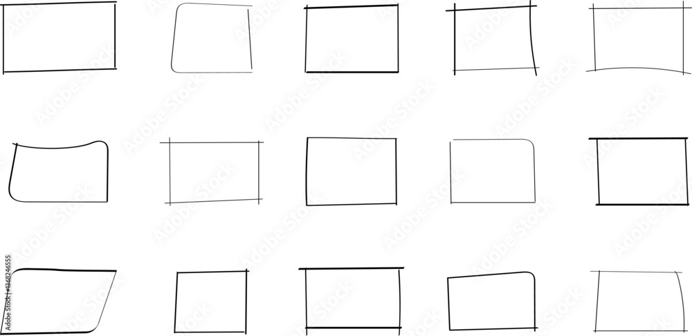 Doodle hand drawn highlight rectangles or frames. Cartoon Geometric shapes for your design. Collection of pencil or pen sketch elements of squares and marks isolated on transparent background. Doodle hand drawn highlight rectangles or frames. Cartoon Geometric shapes for your design. Collection of pencil or pen sketch elements of squares and marks isolated on transparent background.