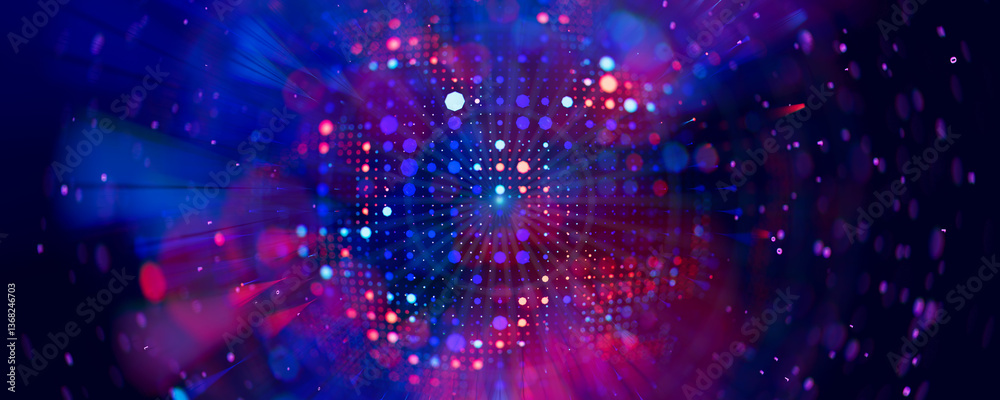 Abstract macro of quantum computing qubit cell. Subatomic patterns of cyber AI intelligence. Futuristic technology concept. 3d render illustration Abstract macro of quantum computing qubit cell. Subatomic patterns of cyber AI intelligence. Futuristic technology concept. 3d render illustration
