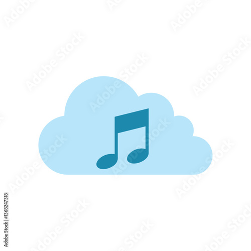 Vector Illustration of a Cloud with Music Note - Cloud Music Icon