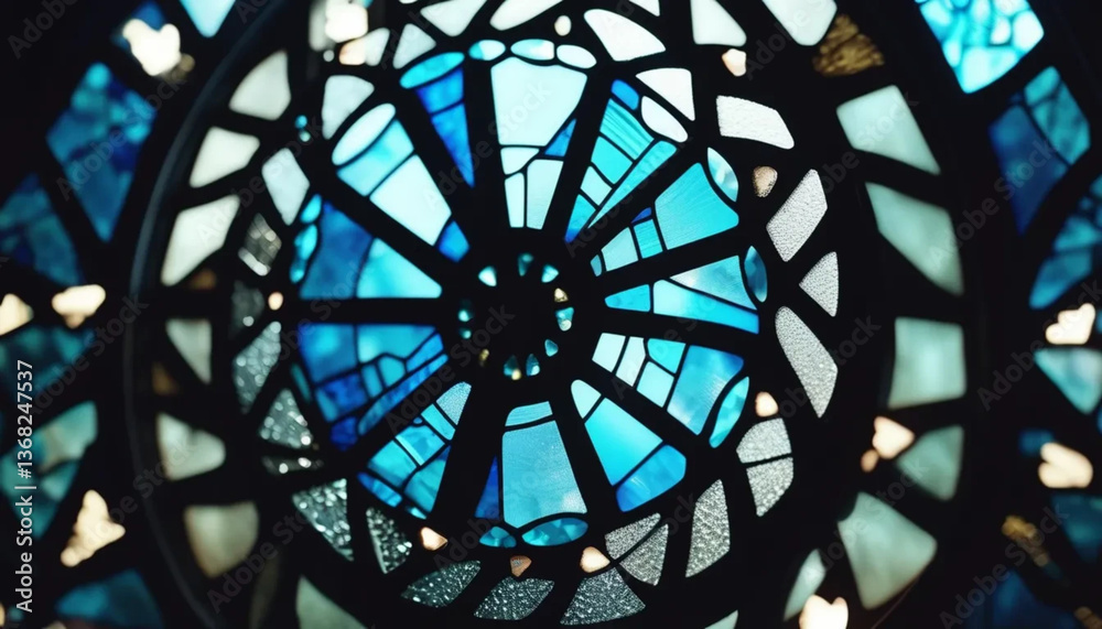 Fototapeta premium Blue stained glass as a background. 