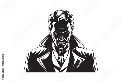 vintage man Black and White Vector
