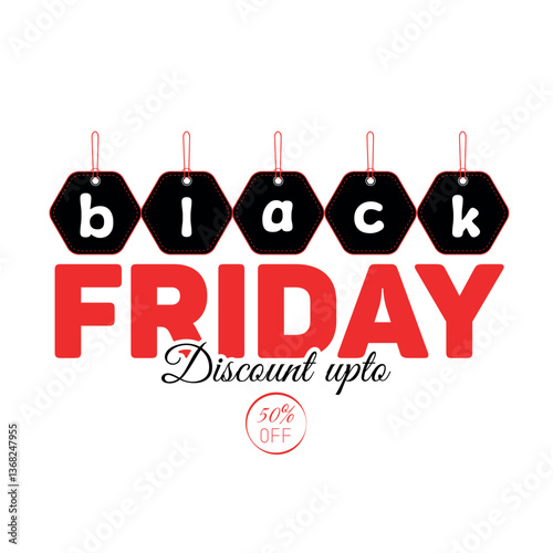 Vector black friday sales & special discounts offer, 50% off, social media post template design