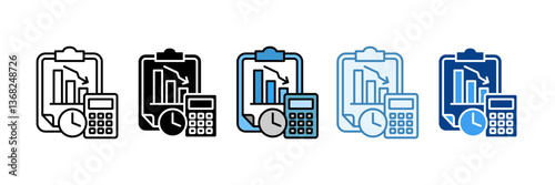 Asset Depreciation  Icon Set Multiple Style Collection